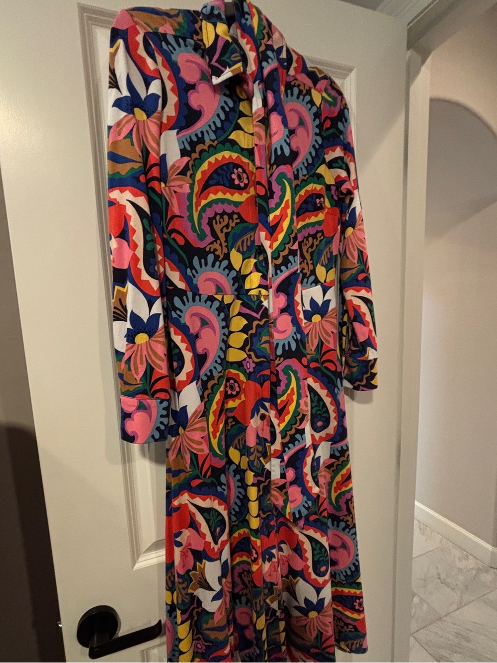 Boden Multicolor Paisley-Print Long Sleeve Midi Dress